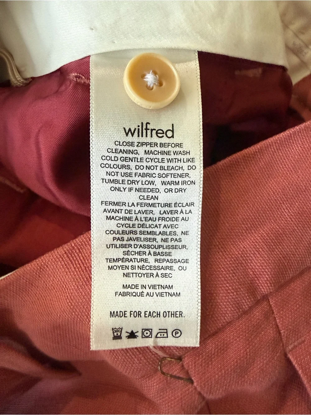 Wilfred Aritzia Pink Linen Lyocell Wide Leg Pants Women’s Size 2 High Rise